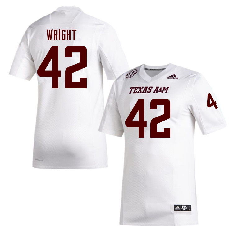 Men #42 Max Wright Texas A&M Aggies College Football Jerseys Sale-White - Click Image to Close